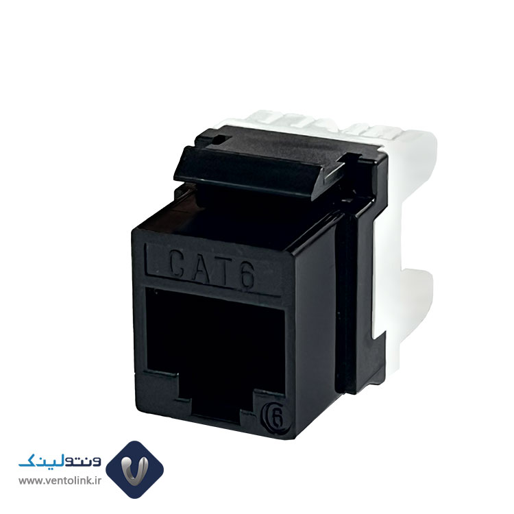 کیستون شبکه Cat6 UTP مشکی ۱۸۰ درجه ونتولینک